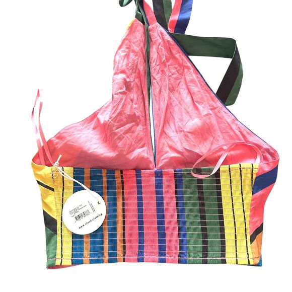 STAUD Kai Striped Cropped Halter Top Formentera NWT Medium - Picture 3 of 6